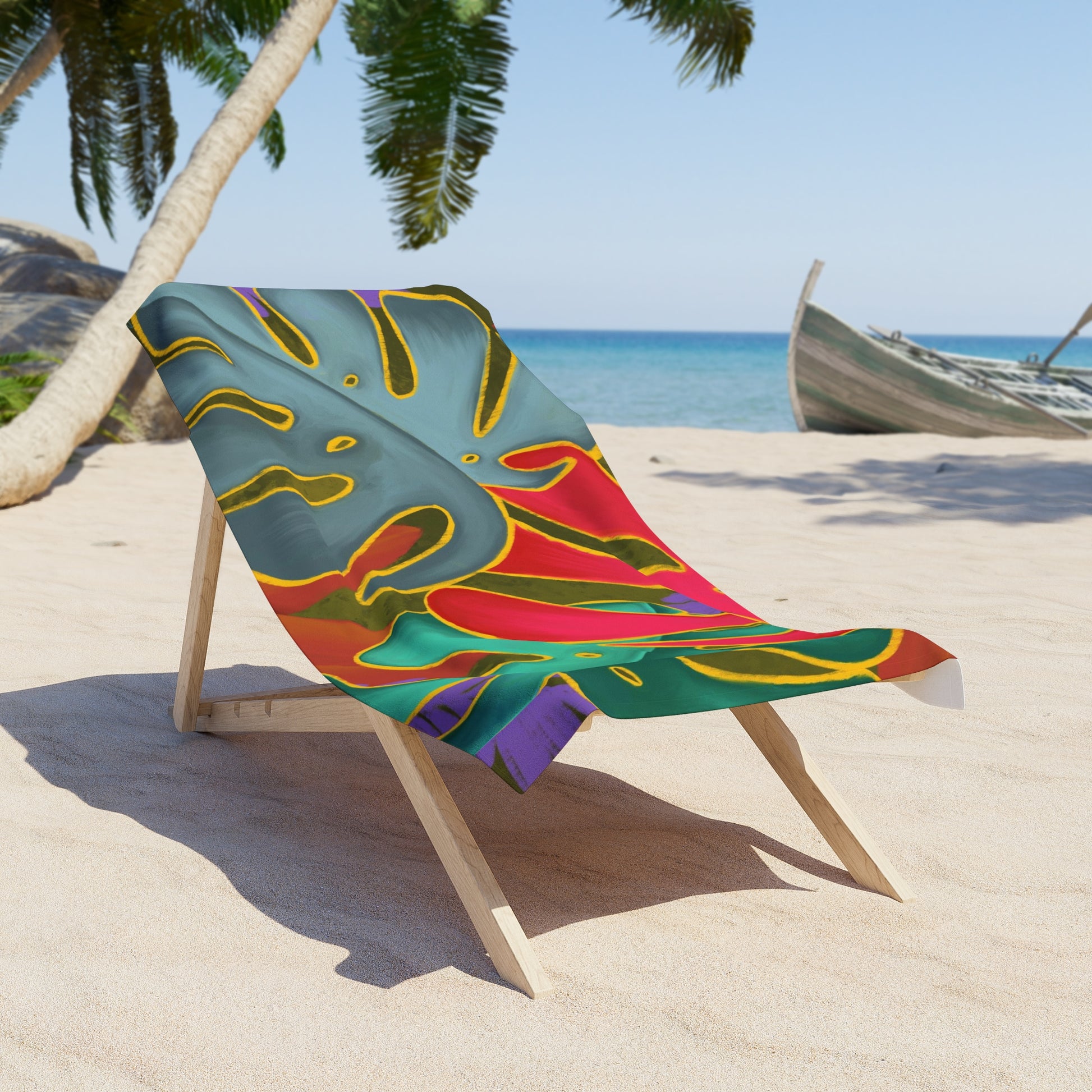 monstera deliciosa bath towels Mighty Monstera Beach Towel – Dream Chaser Art