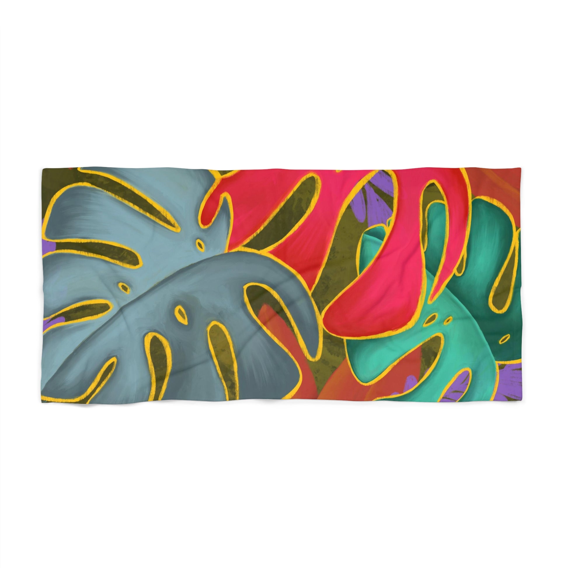 monstera deliciosa bath towels Mighty Monstera Beach Towel – Dream Chaser Art